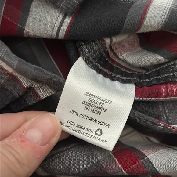 Canyon River Blues Boys Red and Gray Plaid Button Down Dress Shirt Two Pocket - Picture 5 of 6